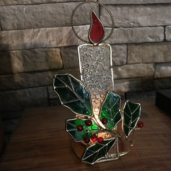 Accents Stained Glass Candle Holder Beautiful Leaded Glass Candle